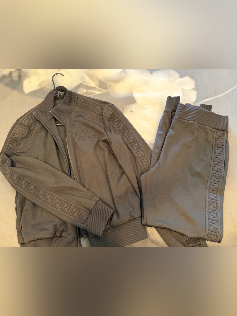 Fendi Black Embossed FF Track Jacket & Pants Set